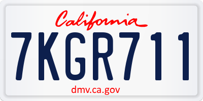CA license plate 7KGR711