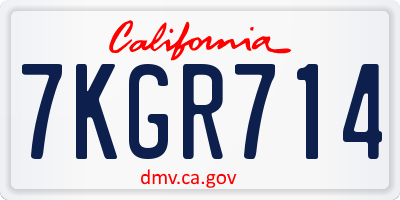 CA license plate 7KGR714