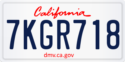 CA license plate 7KGR718