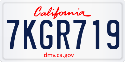 CA license plate 7KGR719