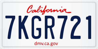 CA license plate 7KGR721