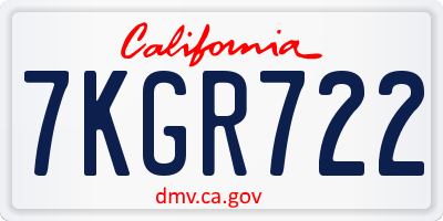 CA license plate 7KGR722