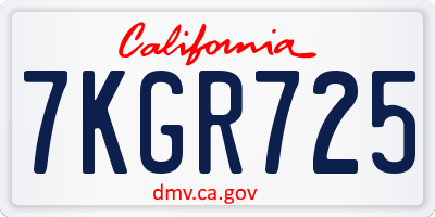 CA license plate 7KGR725