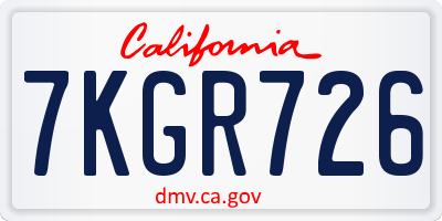 CA license plate 7KGR726