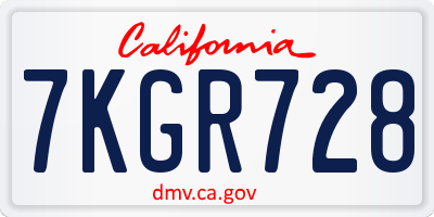 CA license plate 7KGR728