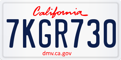 CA license plate 7KGR730