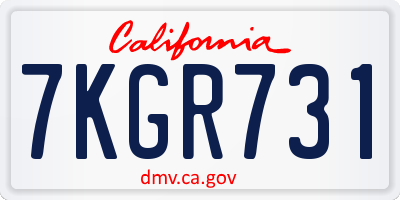 CA license plate 7KGR731
