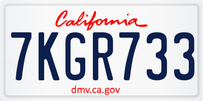 CA license plate 7KGR733