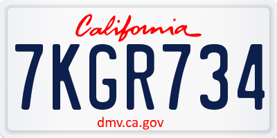 CA license plate 7KGR734