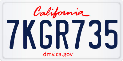 CA license plate 7KGR735