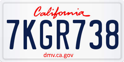 CA license plate 7KGR738