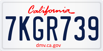 CA license plate 7KGR739