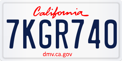 CA license plate 7KGR740