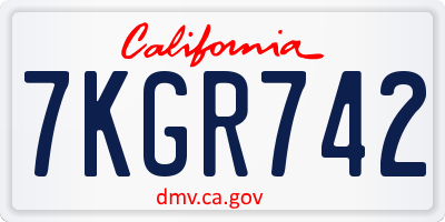 CA license plate 7KGR742