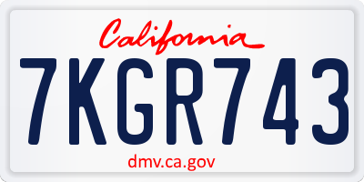 CA license plate 7KGR743