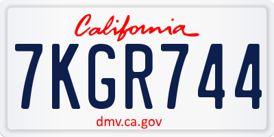 CA license plate 7KGR744