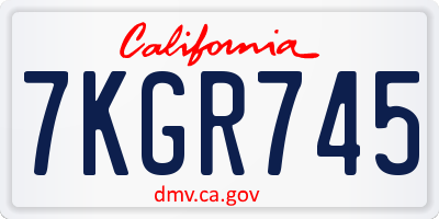 CA license plate 7KGR745