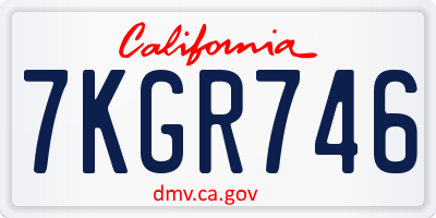 CA license plate 7KGR746
