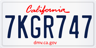 CA license plate 7KGR747