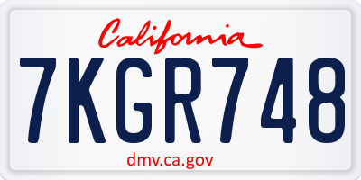 CA license plate 7KGR748