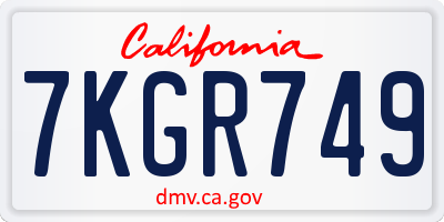 CA license plate 7KGR749