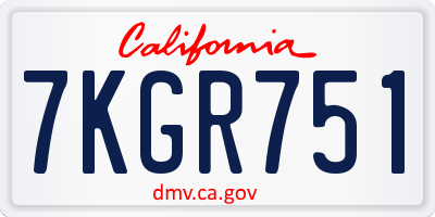 CA license plate 7KGR751