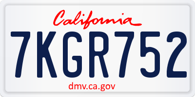 CA license plate 7KGR752