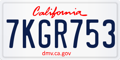 CA license plate 7KGR753