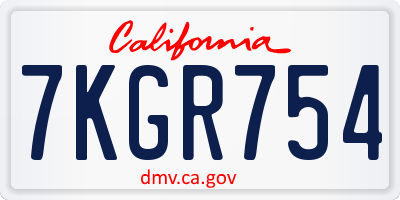 CA license plate 7KGR754