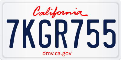 CA license plate 7KGR755