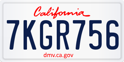 CA license plate 7KGR756