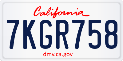 CA license plate 7KGR758