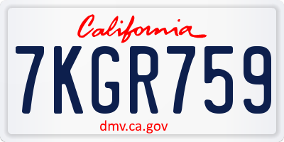 CA license plate 7KGR759