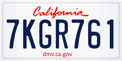 CA license plate 7KGR761