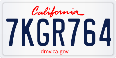 CA license plate 7KGR764