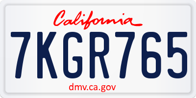 CA license plate 7KGR765