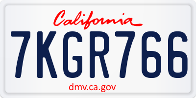 CA license plate 7KGR766