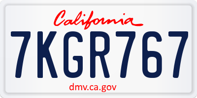 CA license plate 7KGR767
