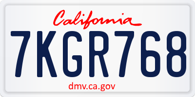 CA license plate 7KGR768