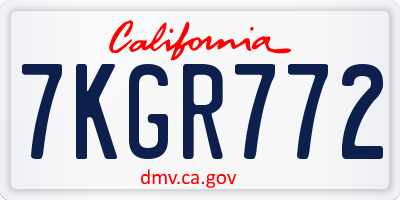 CA license plate 7KGR772
