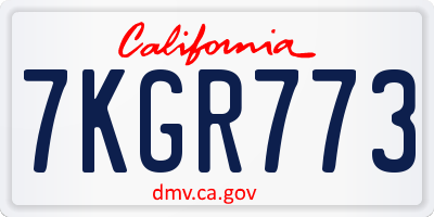 CA license plate 7KGR773