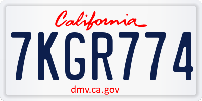 CA license plate 7KGR774