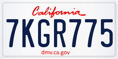CA license plate 7KGR775
