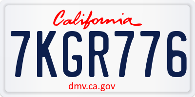 CA license plate 7KGR776