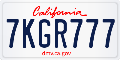 CA license plate 7KGR777