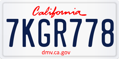 CA license plate 7KGR778