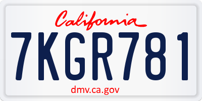 CA license plate 7KGR781