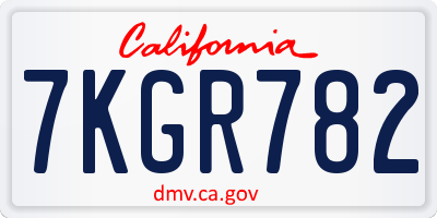 CA license plate 7KGR782