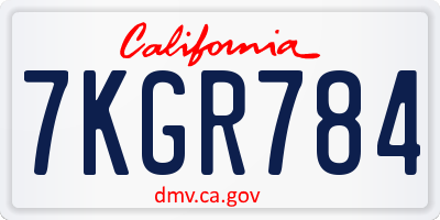 CA license plate 7KGR784