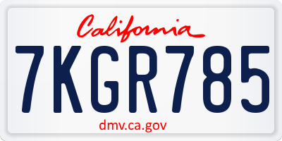 CA license plate 7KGR785